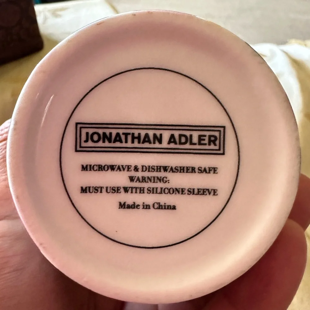 Jonathan Adler “ Card Suits “ Ceramic Travel Coffee Mug / Cup / Tumbler.